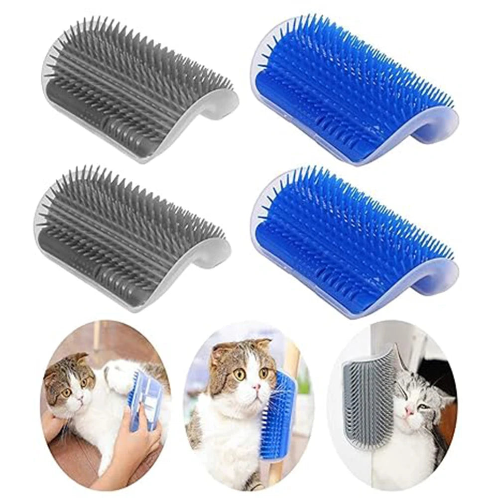 Wall Corner Cat Self Groomer Brush with Catnip & Massager