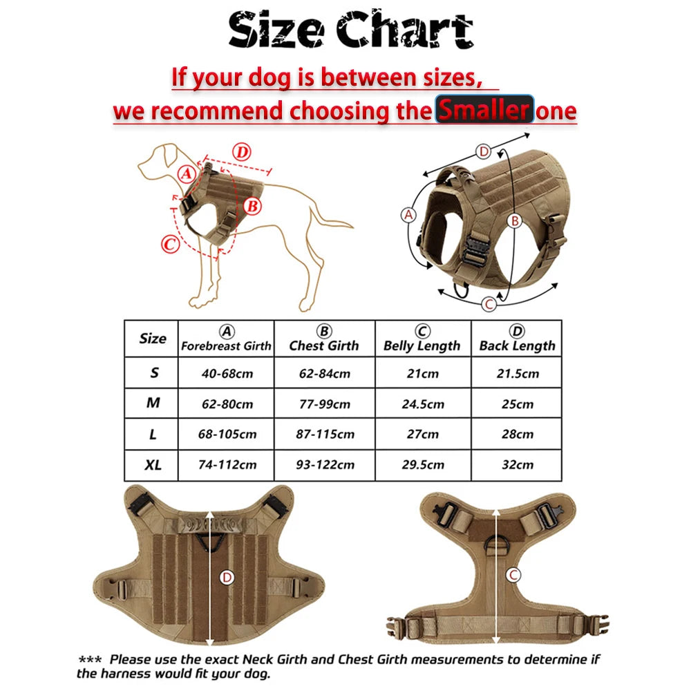Tactical Dog Harness Vest w/ MOLLE | German Shepherd Malinois Training