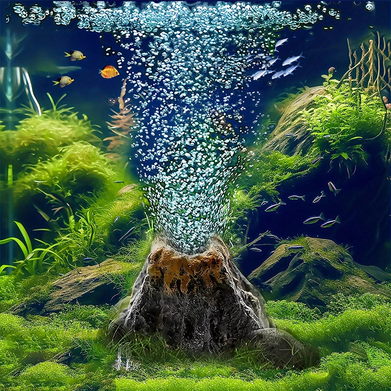 Aquarium Volcano Air Stone Bubble Aerator Decoration for Fish Tanks