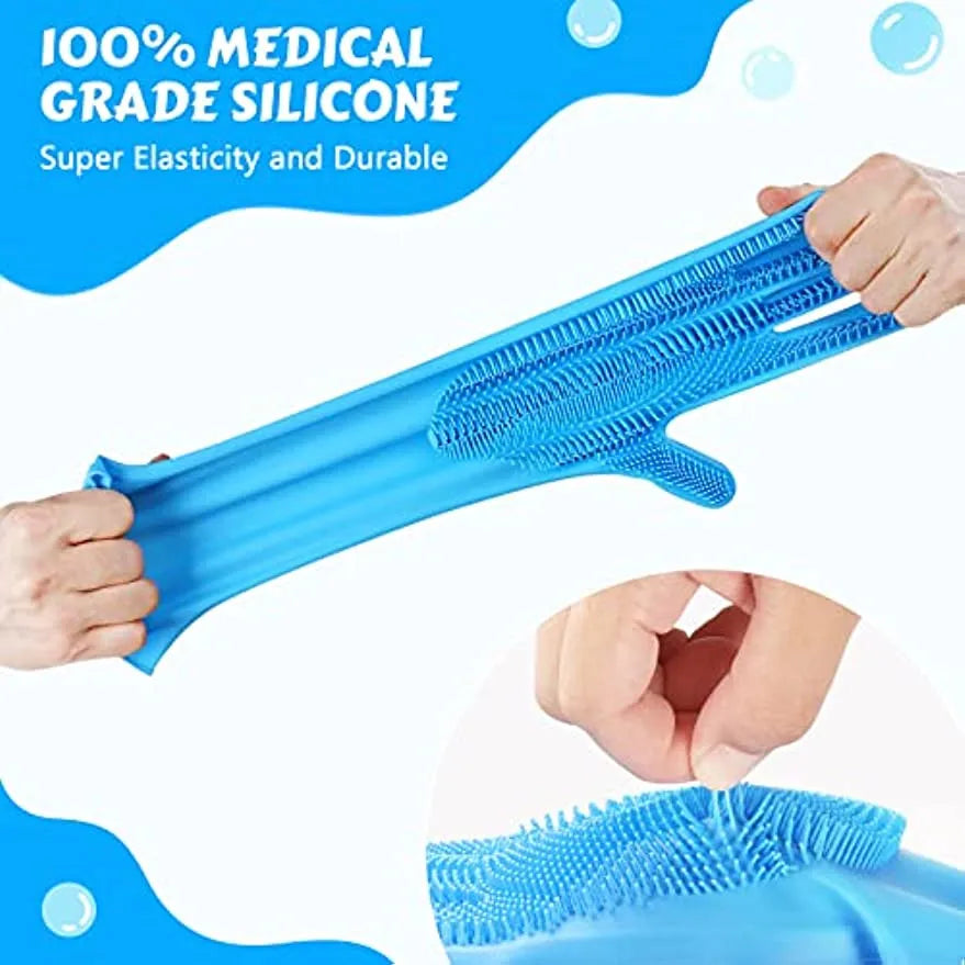 Pet Bathing Gloves: Silicone Scrubber & Hair Remover for Dogs, Cats