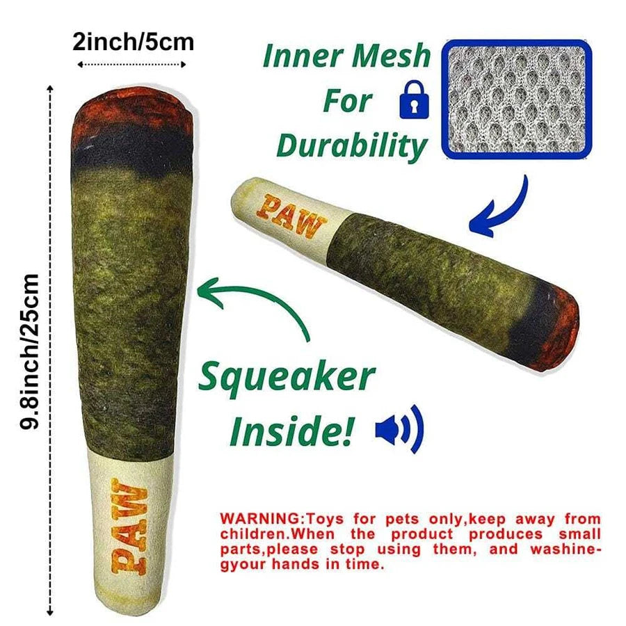 Funny Cigar Dog Toy - Interactive Plush Squeaky Chew