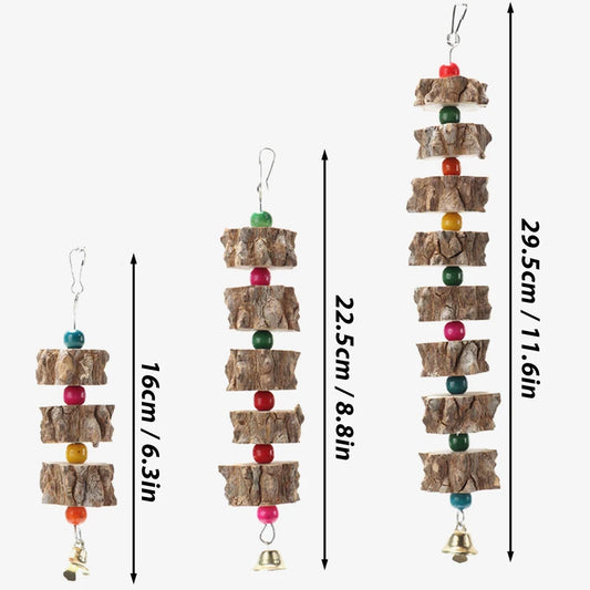 Natural Wooden Parrot Chew Toy | Safe Bird Cage Enrichment Canada