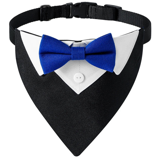 Tuxedo Dog Bow Tie Collar Bandana – Formal Pet Attire for Canada