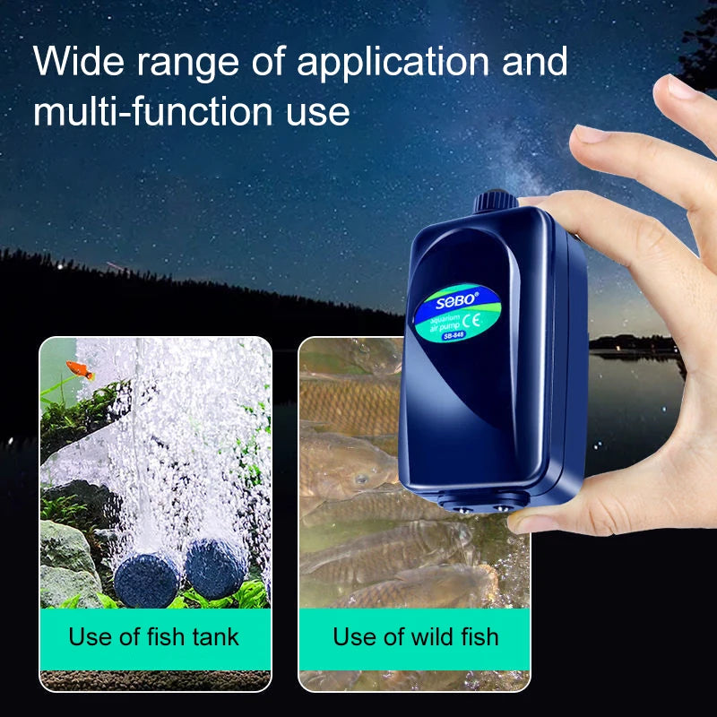 SOBO Silent Adjustable High Power Aquarium Air Pump Oxygenator