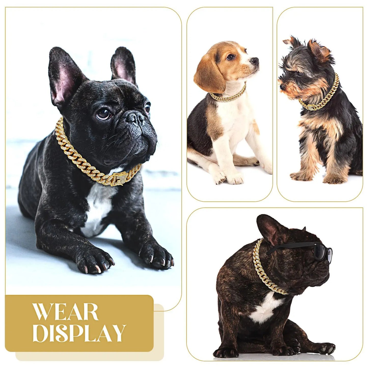 Luxury Diamond Cuban Dog Collar - Secure Metal Chain & Buckle for Pets