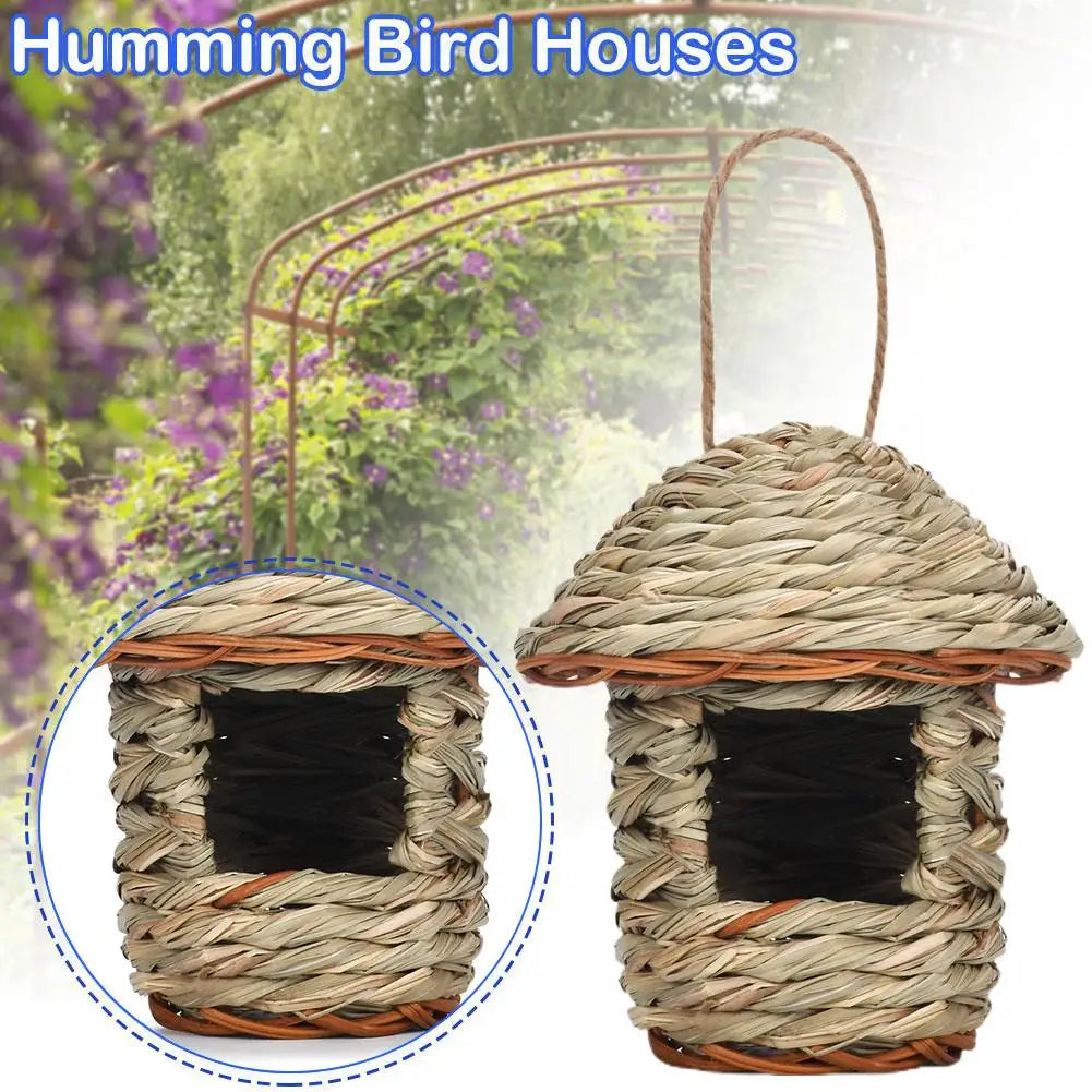 Handwoven Straw Bird Nest for Outdoor Canadian Garden & Small Birds