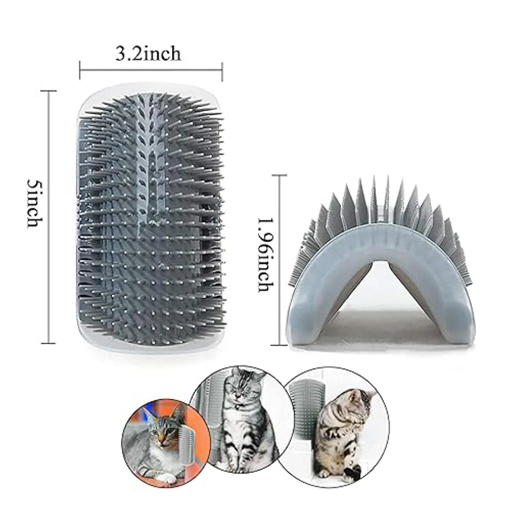 Wall Corner Cat Self Groomer Brush with Catnip & Massager