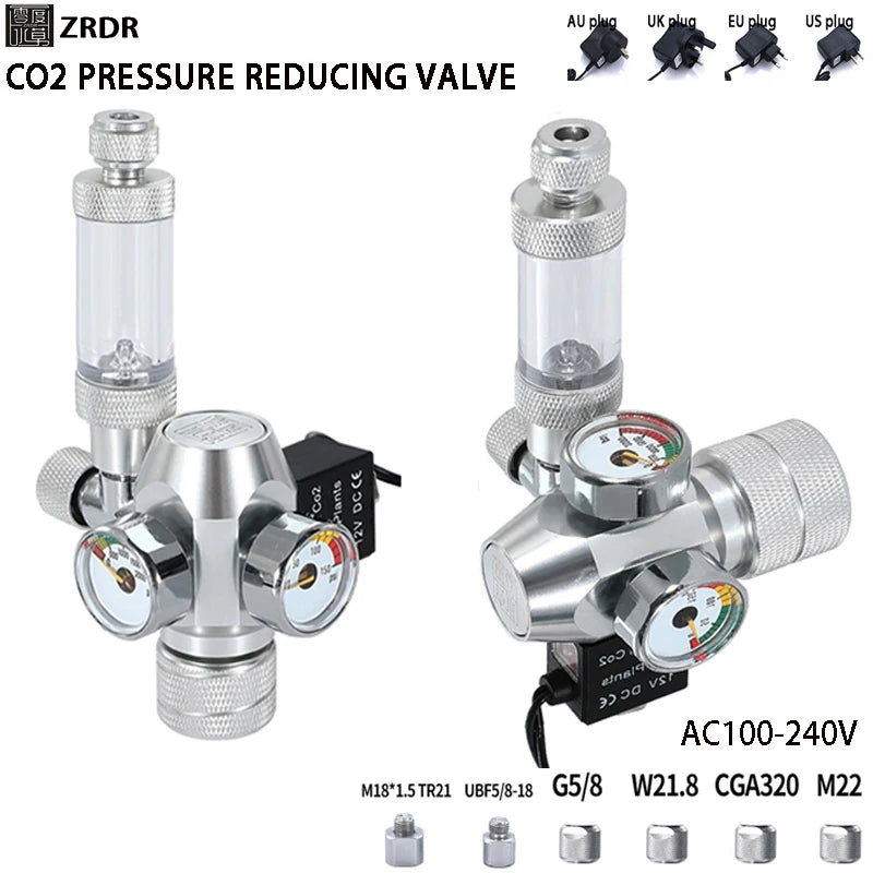 ZRDR 2024 Aquarium CO2 Regulator Kit w/ Solenoid & Counter