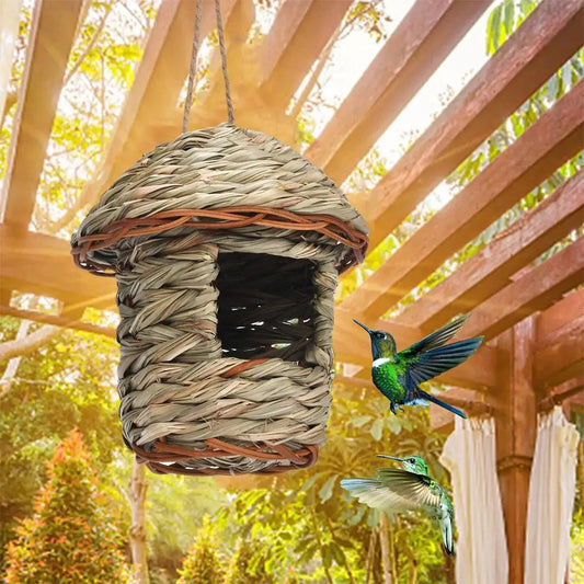 Handwoven Straw Bird Nest for Outdoor Canadian Garden & Small Birds