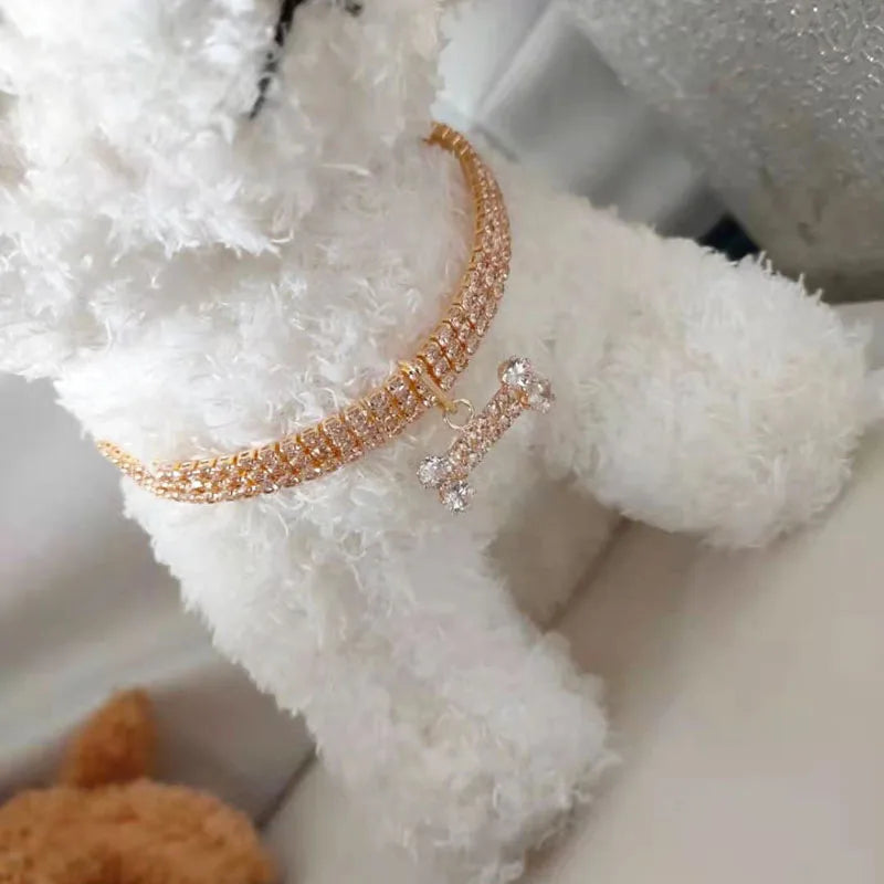 Sparkling Rhinestone Pet Collar for Dogs & Cats | Adjustable Luxury Necklace