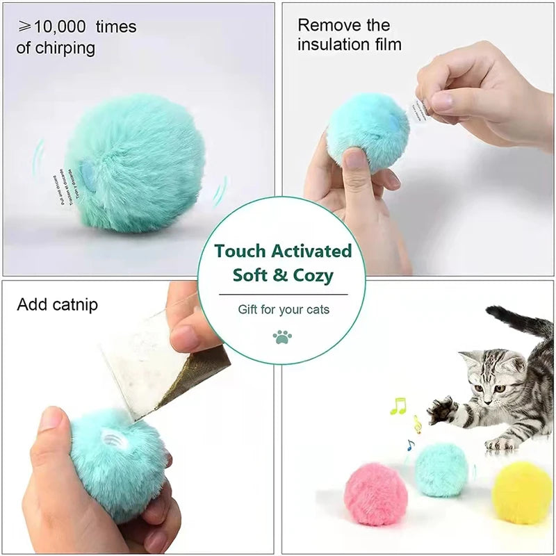 Smart Interactive Plush Cat Sound Toy Ball | Catnip Ready