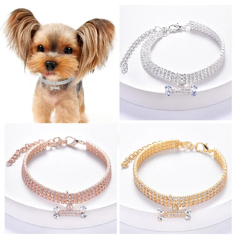 Sparkling Rhinestone Pet Collar for Dogs & Cats | Adjustable Luxury Necklace