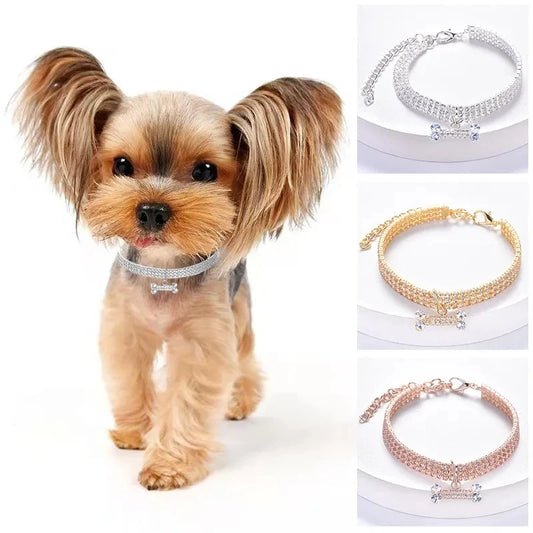 Sparkling Rhinestone Pet Collar for Dogs & Cats | Adjustable Luxury Necklace