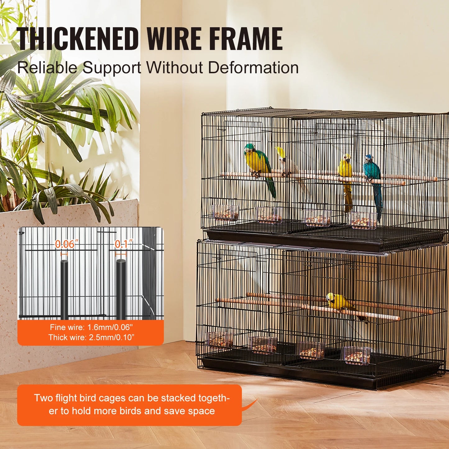SucceBuy 30" Divided Stackable Bird Cage | Small Birds