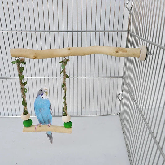 Wood Parrot Double Layer Stand & Swing Toy | Beak & Claw Grinder