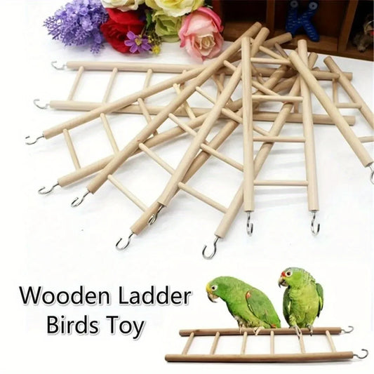 Durable Wooden Parrot Climbing Ladder Toy | Solid Bird Stand