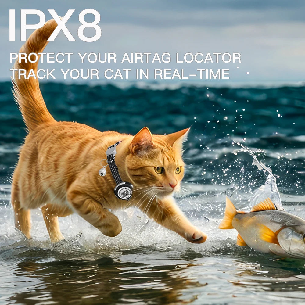 Airtag Cat Collar for Easy Tracking & Safety - Reflective QR ID