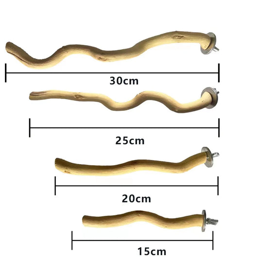 Natural Wood Bird Perch & Chew Toy for Parrots & Small Pets