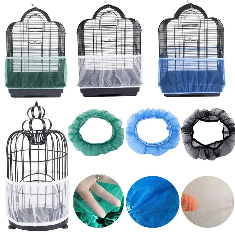 Nylon Mesh Bird Cage Seed Guard & Catcher - Easy Clean