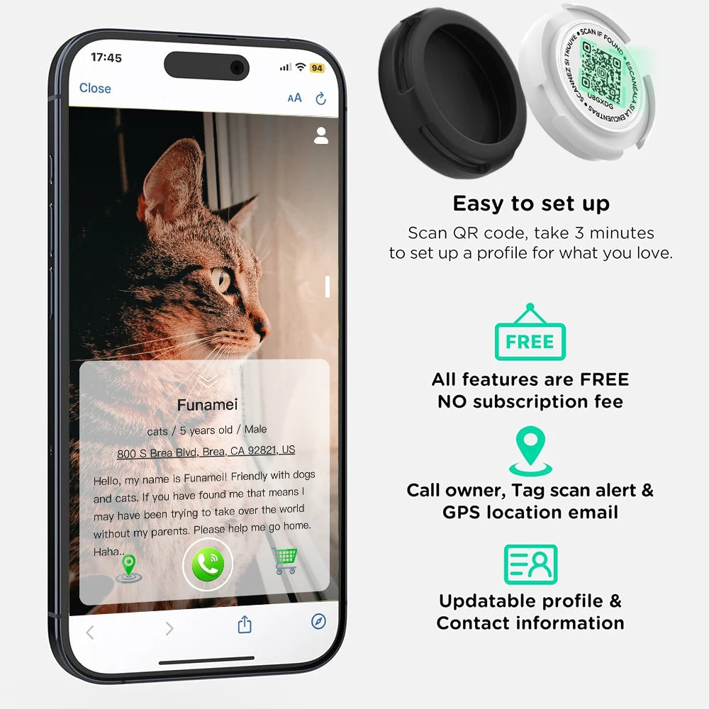 Airtag Cat Collar for Easy Tracking & Safety - Reflective QR ID