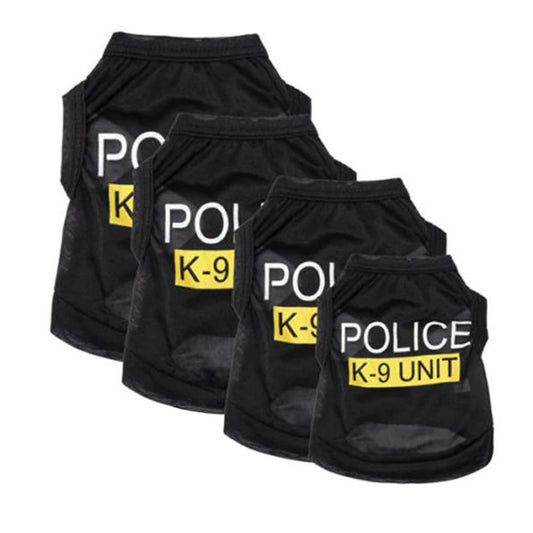 Police Dog Costume Vest - Black Cosplay Pet Apparel