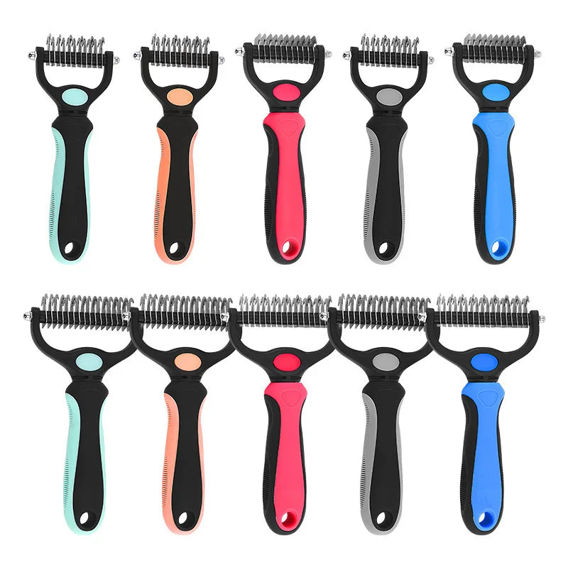 Pet Deshedding Brush | Dog & Cat Fur Remover & Knot Cutter