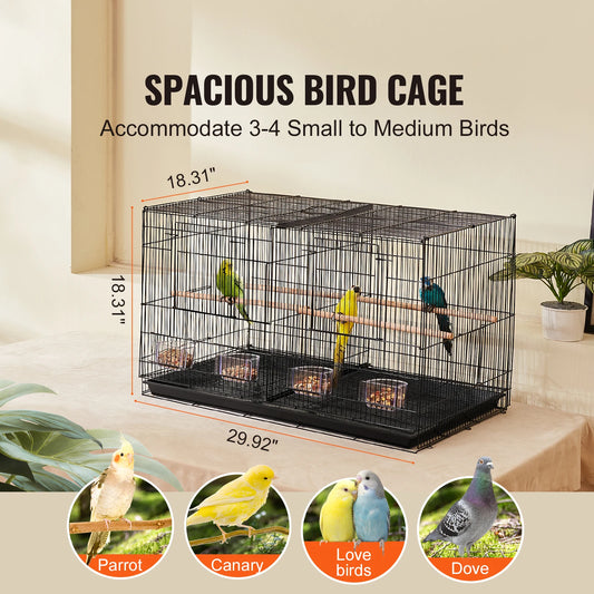 SucceBuy 30" Divided Stackable Bird Cage | Small Birds