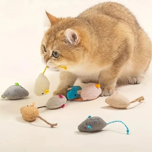 3/7PC Plush Rat Cat Toys | Durable Linen & Interactive Fun