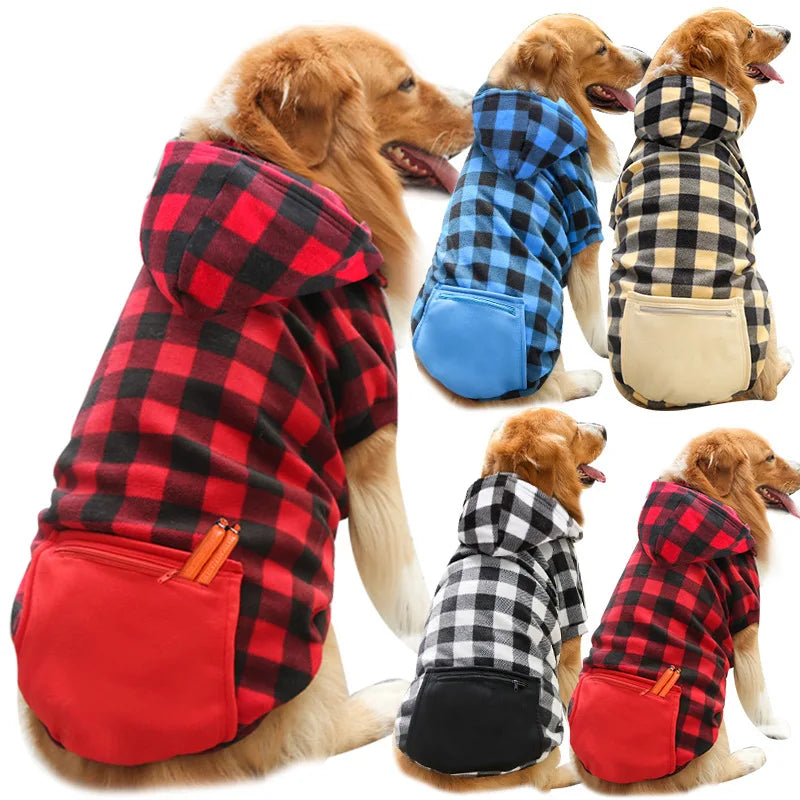 Plaid Reversible Dog Winter Coat - Warm Pet Jacket for Canadian Winters