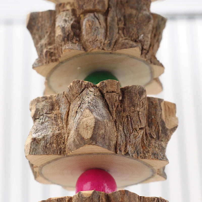 Natural Wooden Parrot Chew Toy | Safe Bird Cage Enrichment Canada