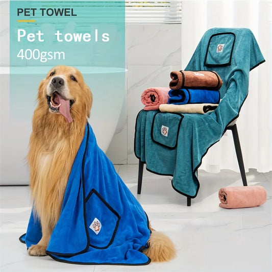 Ultra-Absorbent Microfiber Pet Drying Towel for Dogs & Cats