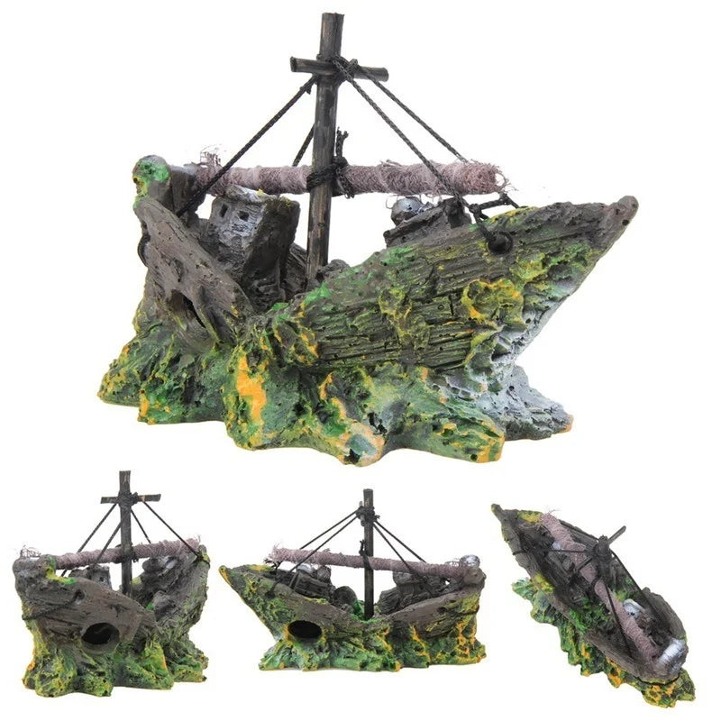 Pirate Ship Wreck Aquarium Decor | Resin Fish Tank Ornament Canada