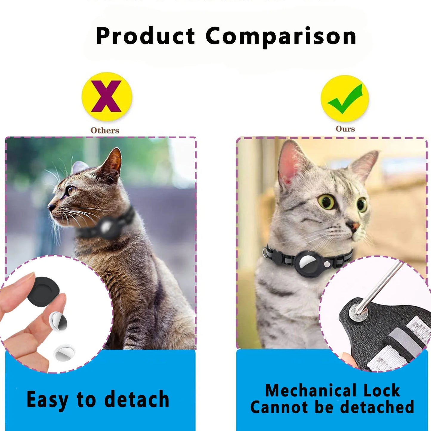 Cat AirTag Holder Collar | Breakaway, Reflective & Waterproof