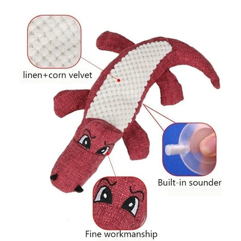 Interactive Alligator Plush Dog Toy - Sound & Teeth Training