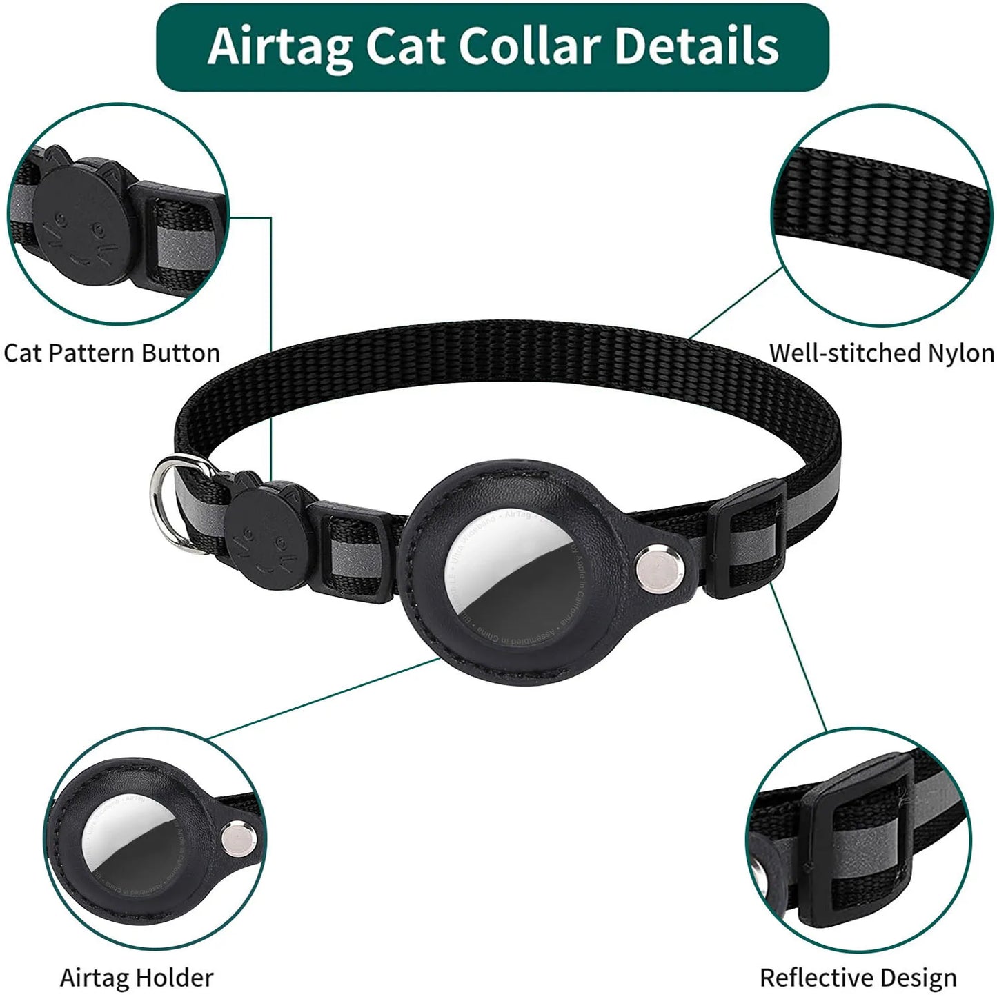 Cat AirTag Holder Collar | Breakaway, Reflective & Waterproof