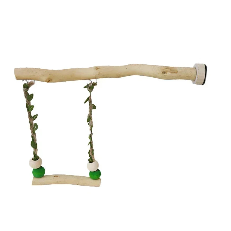 Wood Parrot Double Layer Stand & Swing Toy | Beak & Claw Grinder