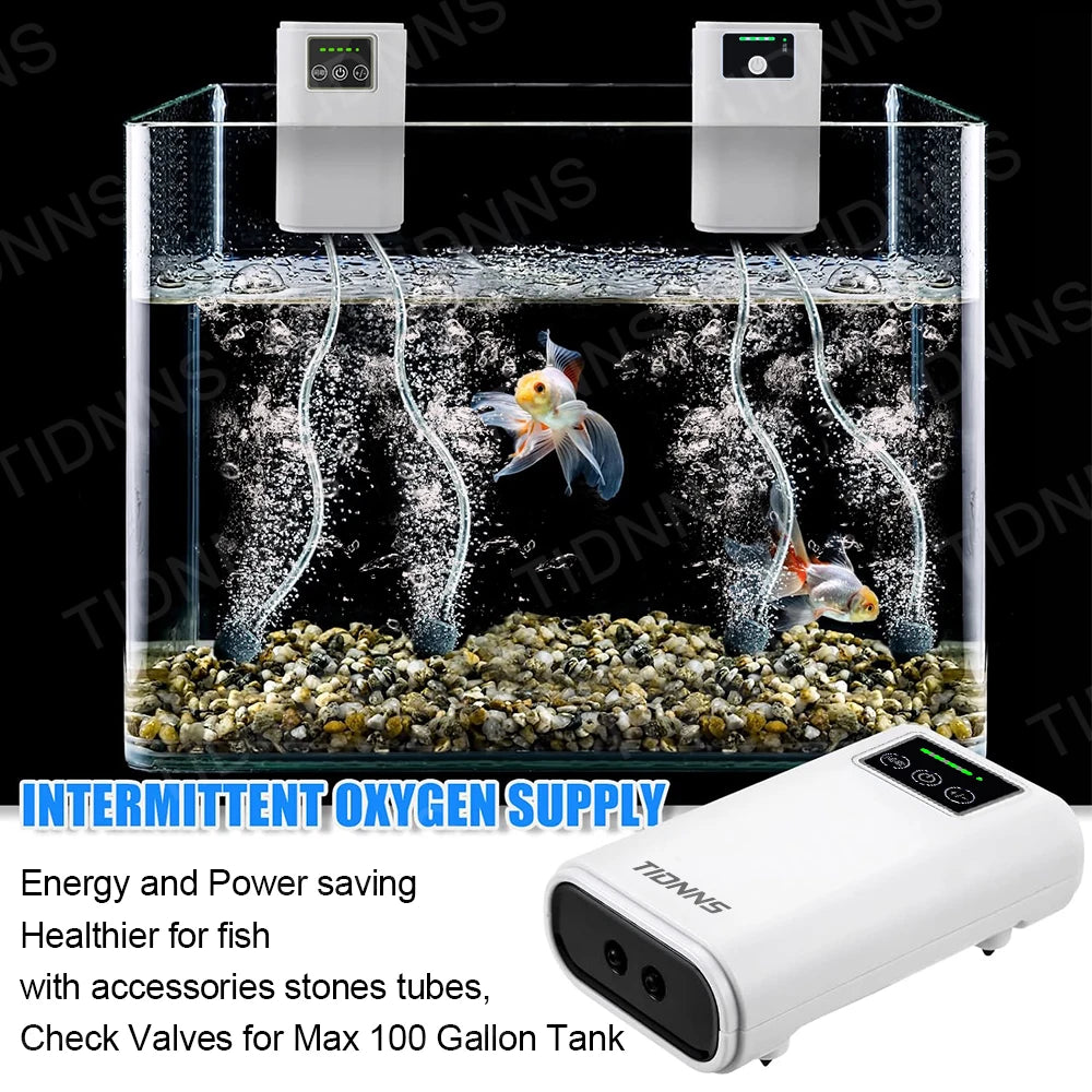 Portable Aquarium Air Pump: USB Rechargeable, 185 Hr Battery