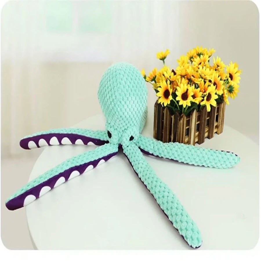 Interactive Plush Octopus Dog Toy - Sound & Durable Fun