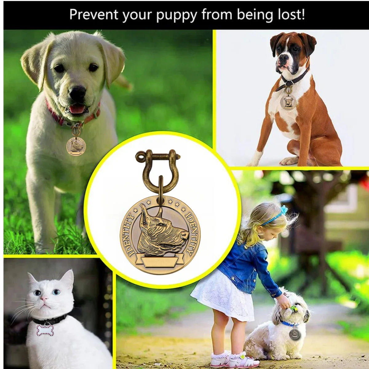 Custom Engraved Bronze Dog ID Tag | Personalized Pet Nameplate