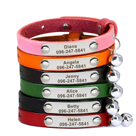 Personalized Leather Cat Collar - Engraved Name & Anti-Lost Canada