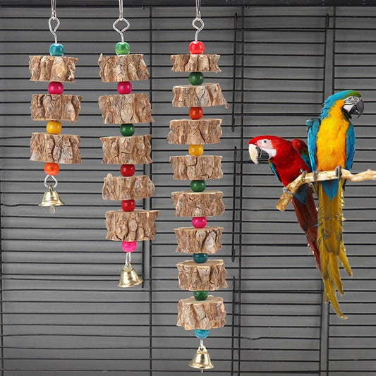 Natural Wooden Parrot Chew Toy | Safe Bird Cage Enrichment Canada