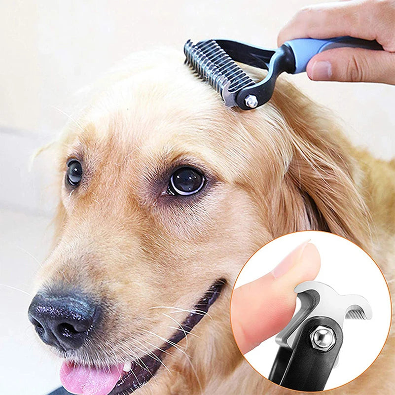 Pet Deshedding Brush | Dog & Cat Fur Remover & Knot Cutter