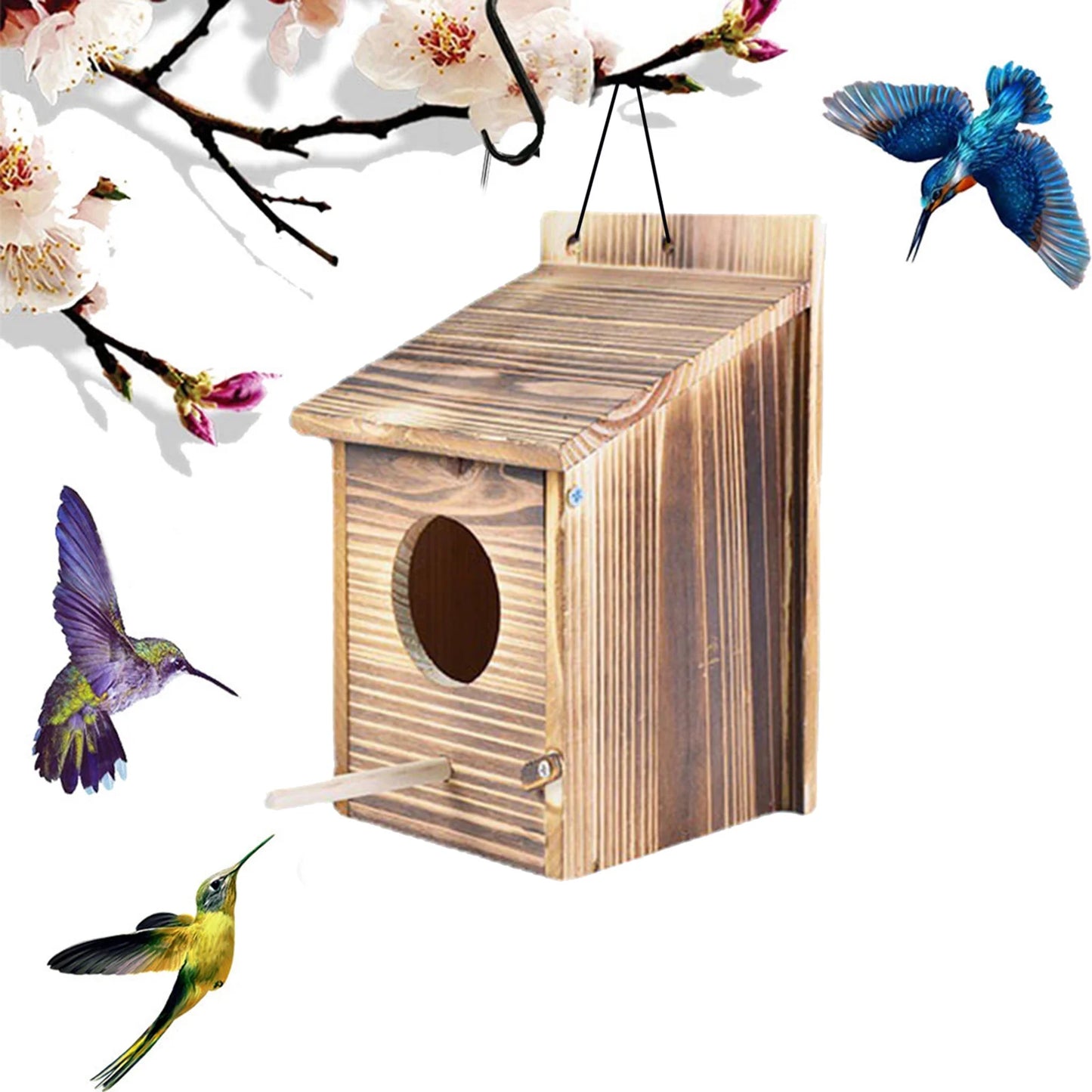 Weatherproof Wooden Bird House for Canadian Outdoor Birds
