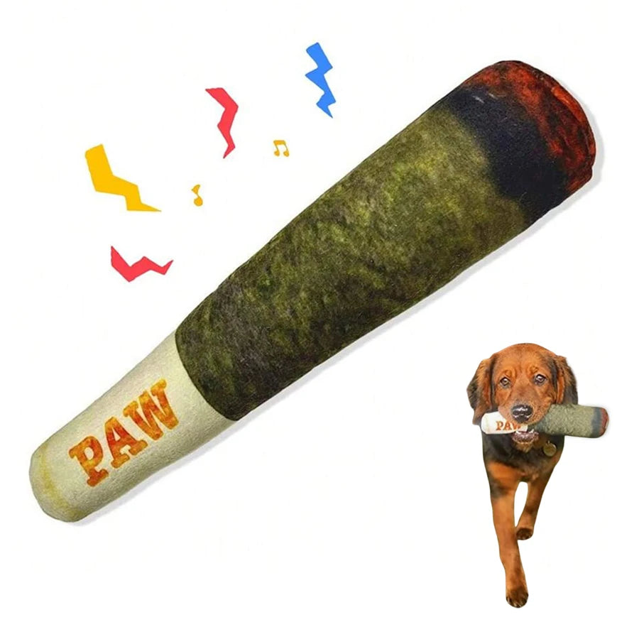 Funny Cigar Dog Toy - Interactive Plush Squeaky Chew