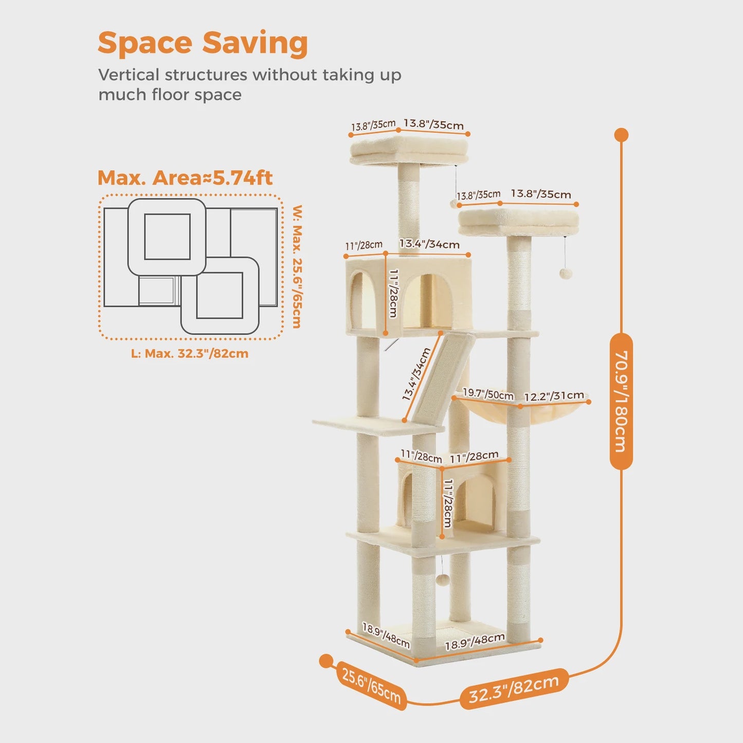 Tall Multi-Level Cat Tree Tower for Multiple Indoor Cats w/ Condo