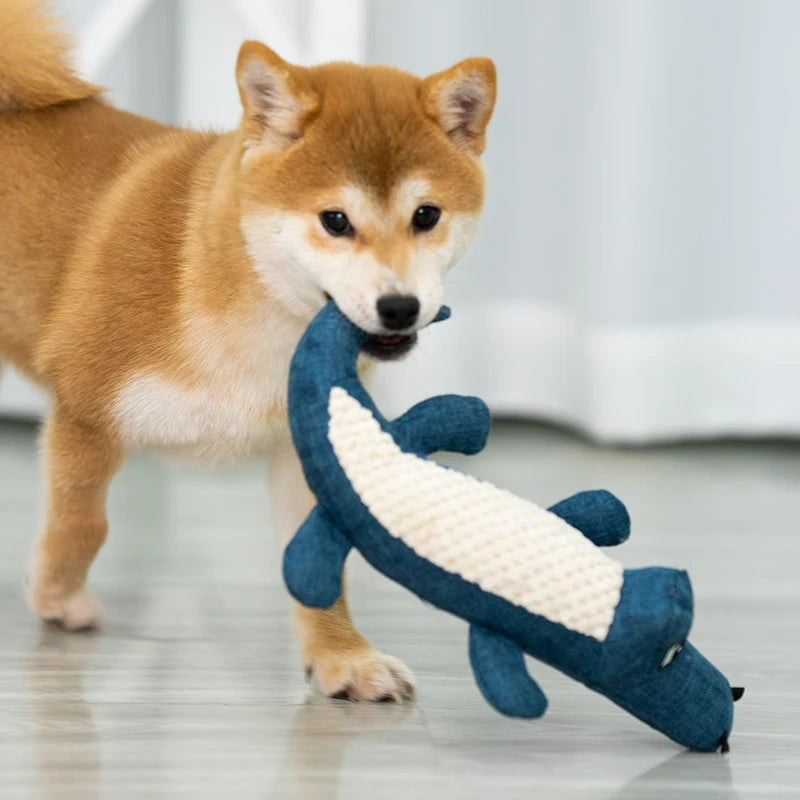Interactive Alligator Plush Dog Toy - Sound & Teeth Training
