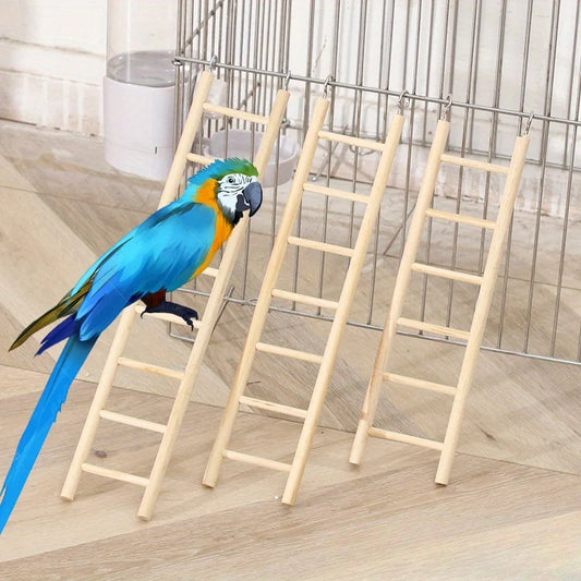 Durable Wooden Parrot Climbing Ladder Toy | Solid Bird Stand