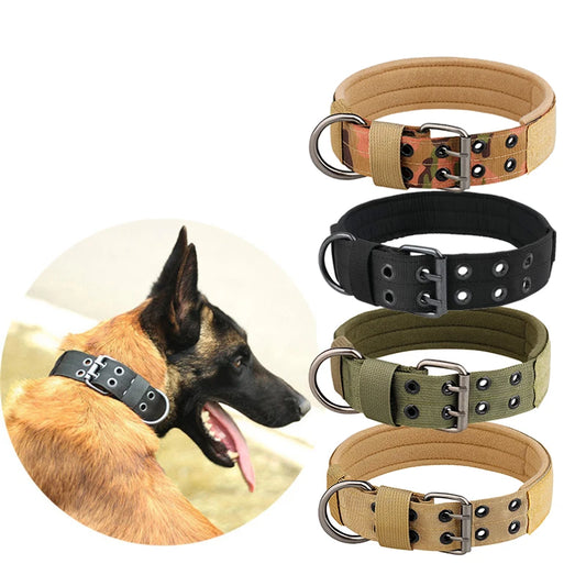 Tactical Nylon Dog Collar - Adjustable & Durable for Med/Lrg Dogs