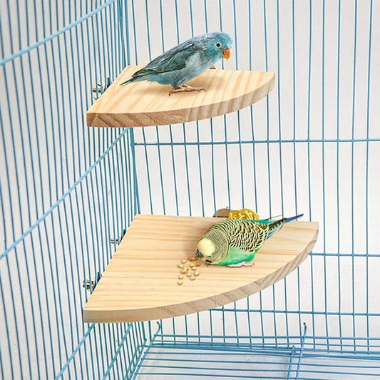 Natural Wood Bird Perch Stand - Cage Platform for Parrots