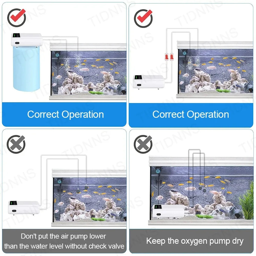Portable Aquarium Air Pump: USB Rechargeable, 185 Hr Battery